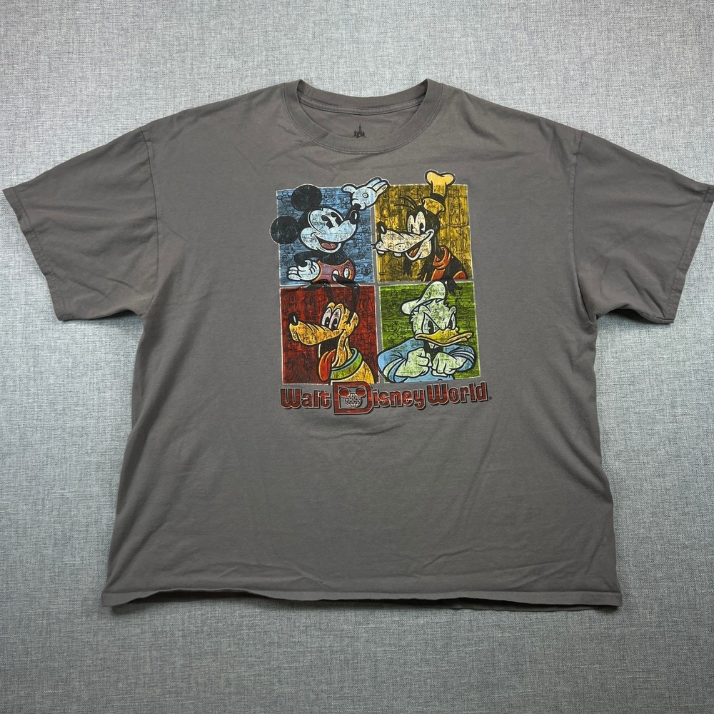 Disney Parks‎ Authentic Mickey Goofy Pluto Donald T Shirt Mens XXL Dark Gray